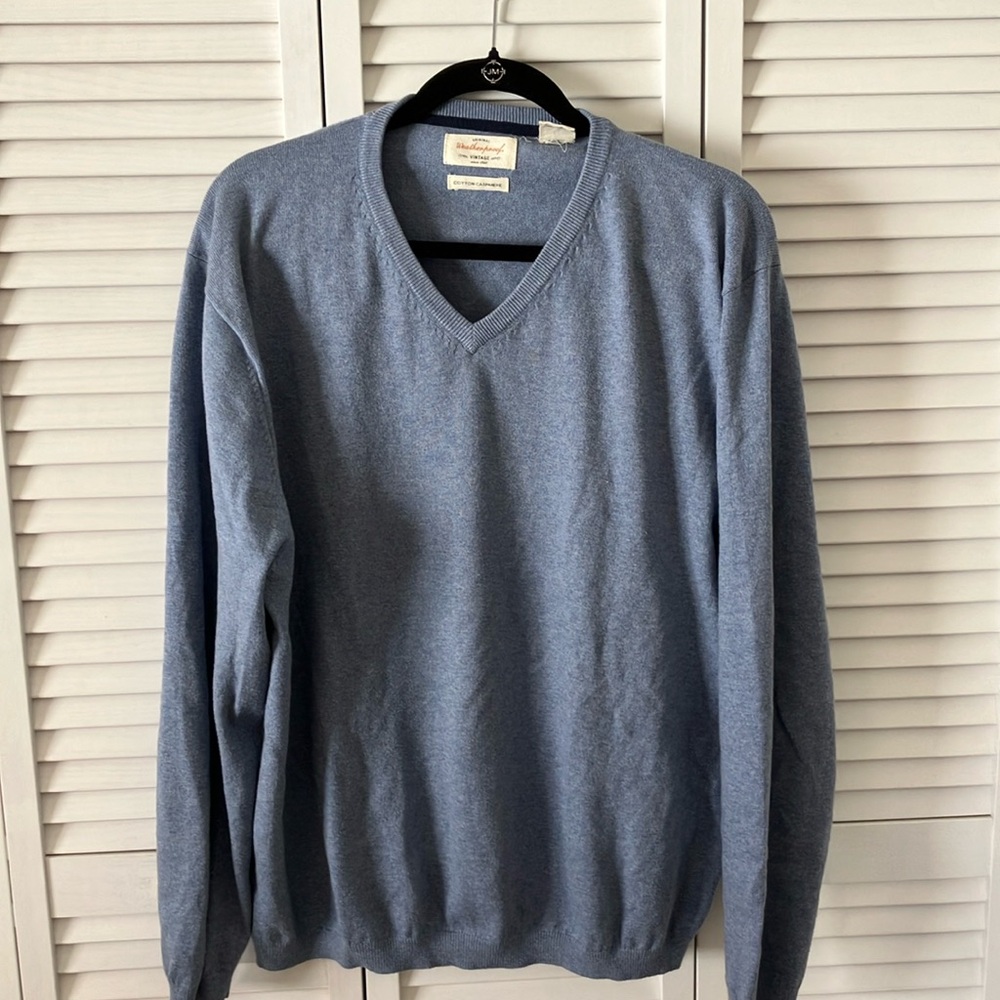 Original Weatherproof Vintage v-neck sweater size XL cotton‎ cashmere blend blue
